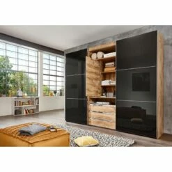 Armoire Portes Coulissantes Magic Glas -HOME24 Soldes schwebetuerenschrank magic glas i glas grau plankeneiche dekor 216 cm 5137208