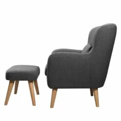 Fauteuil Ribolt -HOME24 Soldes sessel ribolt mit hocker webstoff dunkelgrau 5214300
