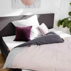 Matelas Confort Premium Smood -HOME24 Soldes smoodspring bett i webstoff eiche massiv 140 x 200cm graubraun 5156956