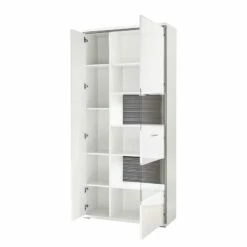 Armoire Vitrine Kushiro -HOME24 Soldes vitrinenschrank arco hochglanz weiss grau 4710816