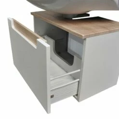 Meuble Sous Vasque Laris -HOME24 Soldes waschbeckenunterschrank laris hochglanz weiss eiche sonoma dekor 375731