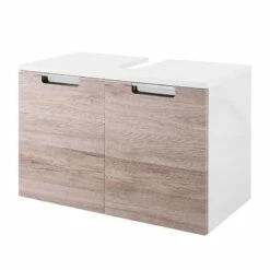 Meuble Sous Vasque Romana -HOME24 Soldes waschbeckenunterschrank romana hochglanz weiss eiche dekor 3328381