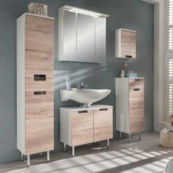 Meuble Sous Vasque Romana -HOME24 Soldes waschbeckenunterschrank romana hochglanz weiss eiche dekor 3328393